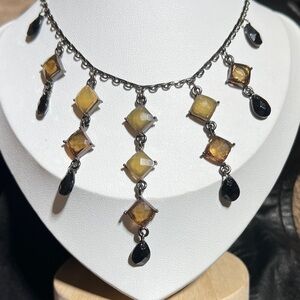 1928 Yellow and Black Dangle Necklace